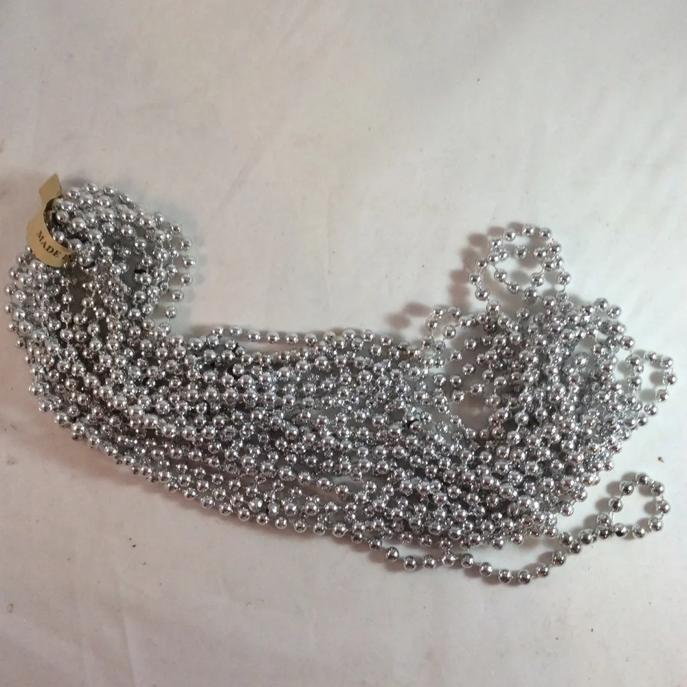 Mardi Gras Beads Silver 12 Strands Beads Decorations Parade Crafts